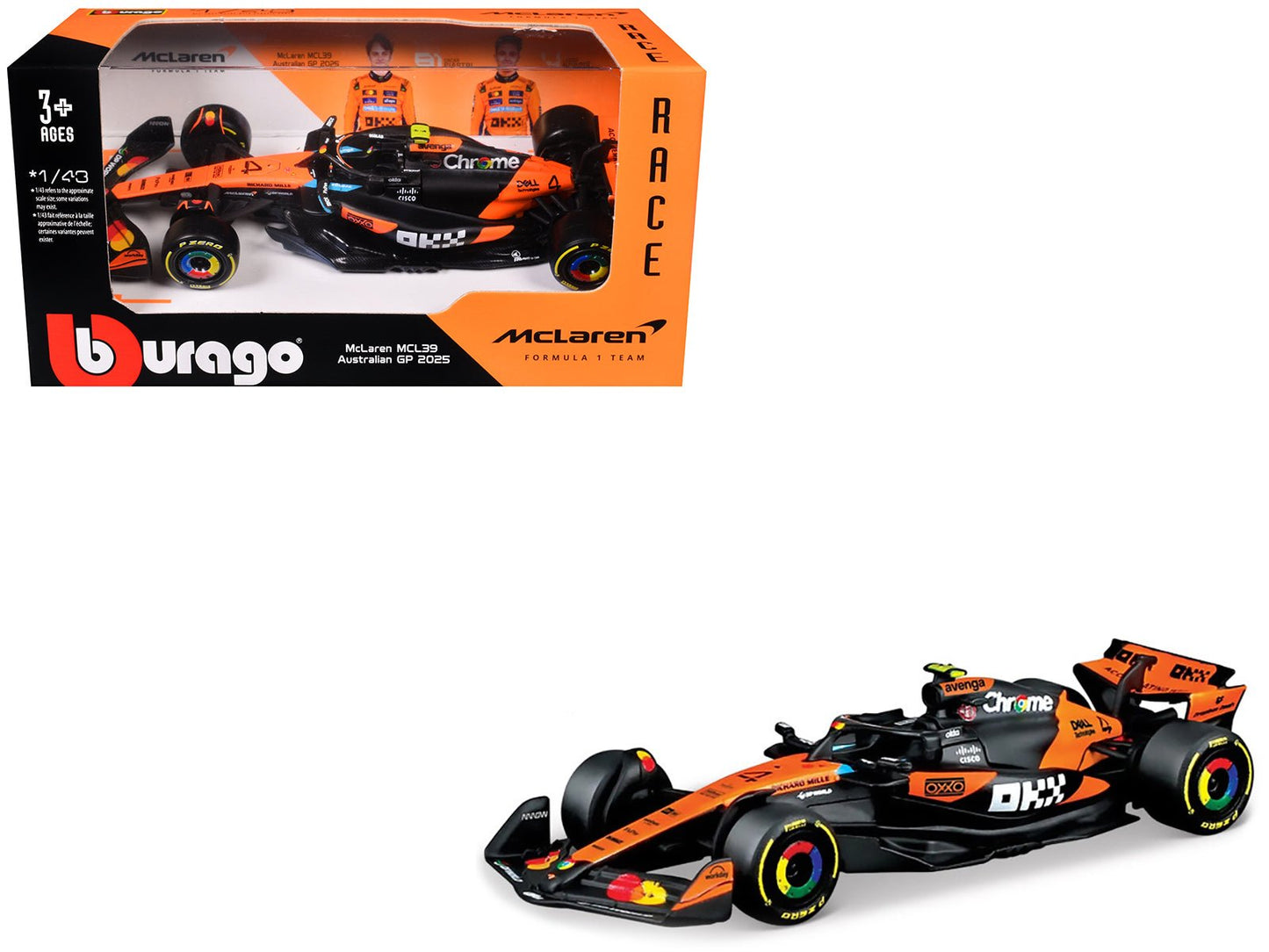 McLaren MCL39 #4 Lando Norris "OKX" Winner Formula One F1 "Australian GP" (2025) "Race" Series 1/43 Diecast Model Car by Bburago  free shipping USA