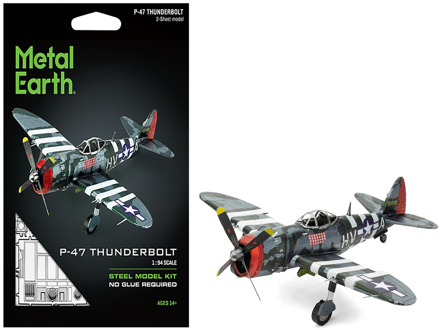 Model Kit Republic P-47 Thunderbolt Fighter Aircraft "The Jug" United States Army Air Forces (Moderate Difficulty) Steel Model by Metal Earth  free shipping USA