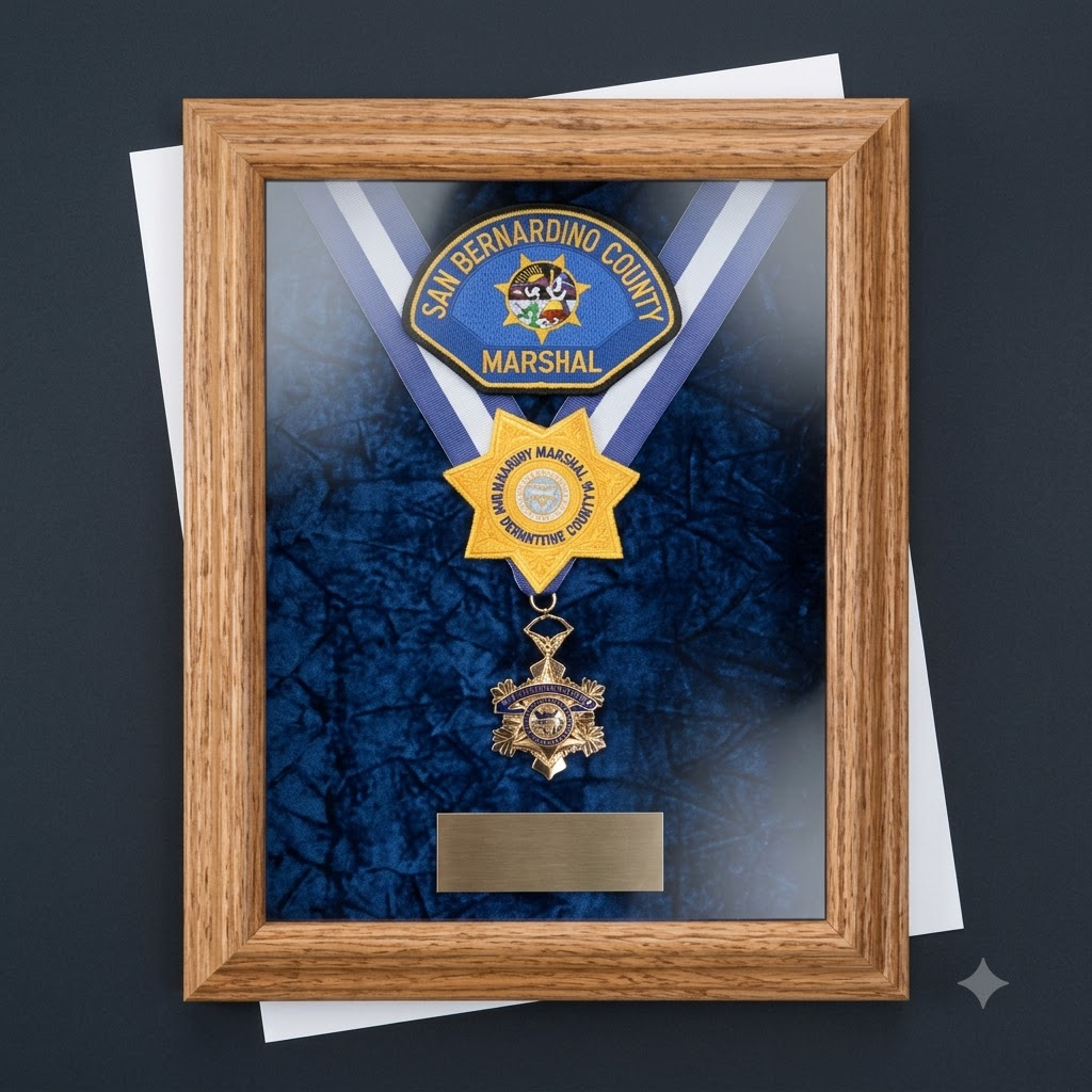 Single Medal Display Case, Wood Awards Display Case - Blue Color