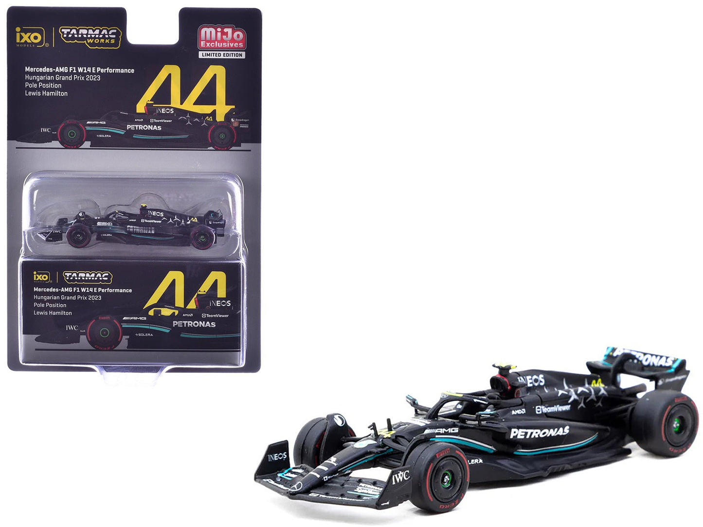Mercedes-AMG F1 W14 E Performance #44 Lewis Hamilton Pole Position Formula One F1 "Hungarian GP" (2023) "Global64" Series 1/64 Diecast Model Car by Tarmac Works  free shipping USA