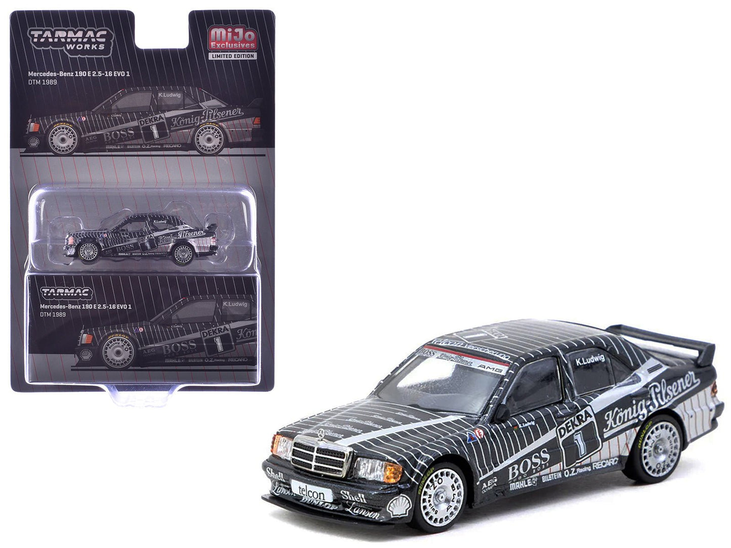 Mercedes-Benz 190 E 2.5-16 EVO 1 #1 Klaus Ludwig "Deutsche Tourenwagen Meisterschaft (DTM)" (1989) "Global64" Series 1/64 Diecast Model by Tarmac Works  free shipping USA