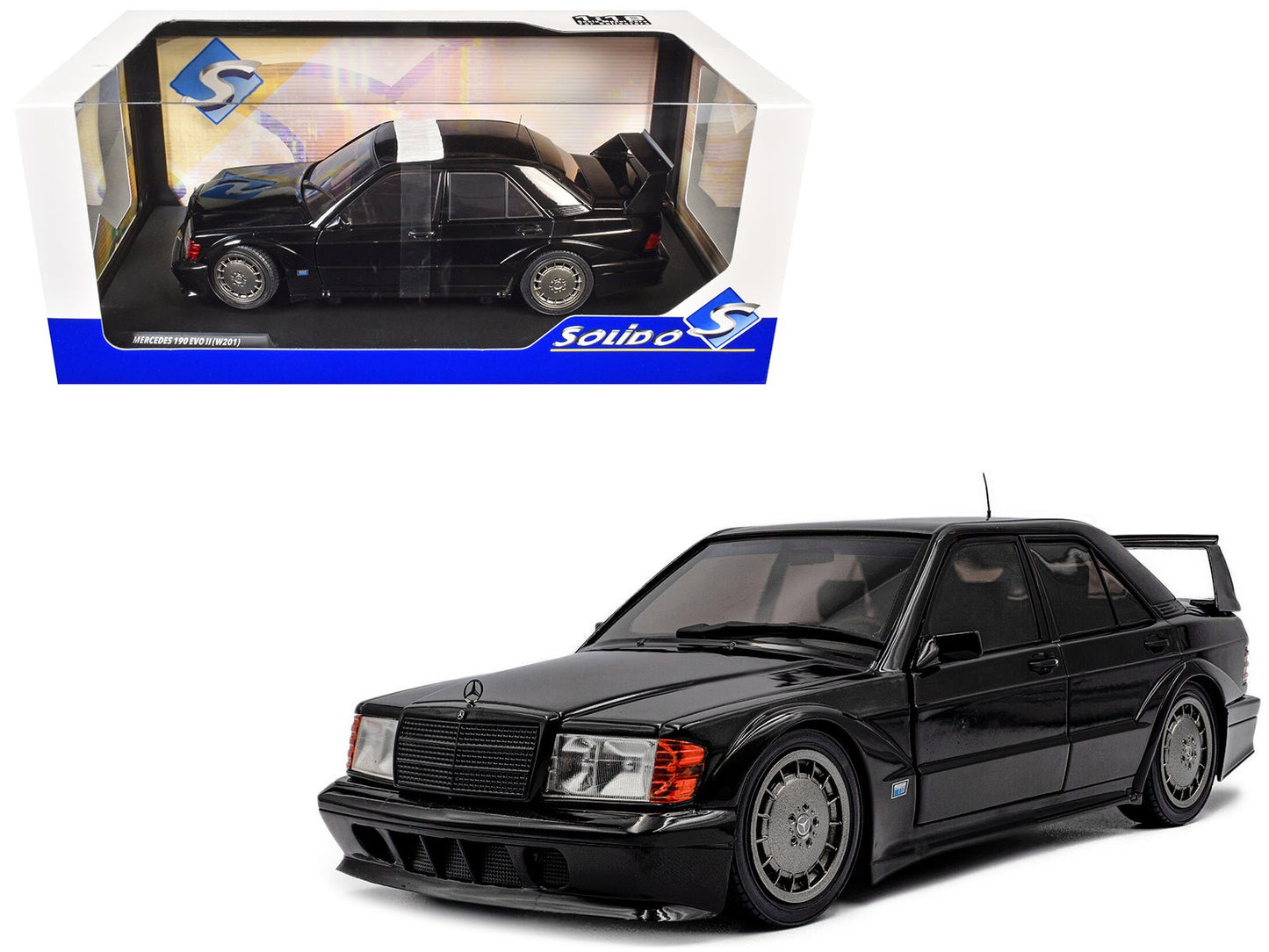 Mercedes Benz 190 Evolution II (W201) "Solido Works" Black 1/18 Diecast Model Car by Solido  free shipping USA