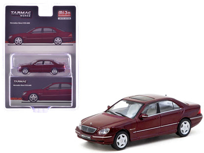 Mercedes-Benz S 55 AMG Bordeaux Red Metallic "Global64" Series 1/64 Diecast Model by Tarmac Works  free shipping USA