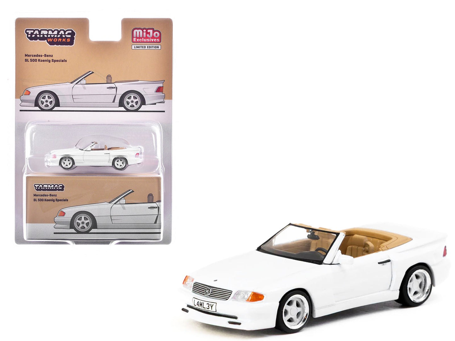 Mercedes-Benz SL 500 Koenig Specials Convertible White "Global64" Series 1/64 Diecast Model by Tarmac Works  free shipping USA