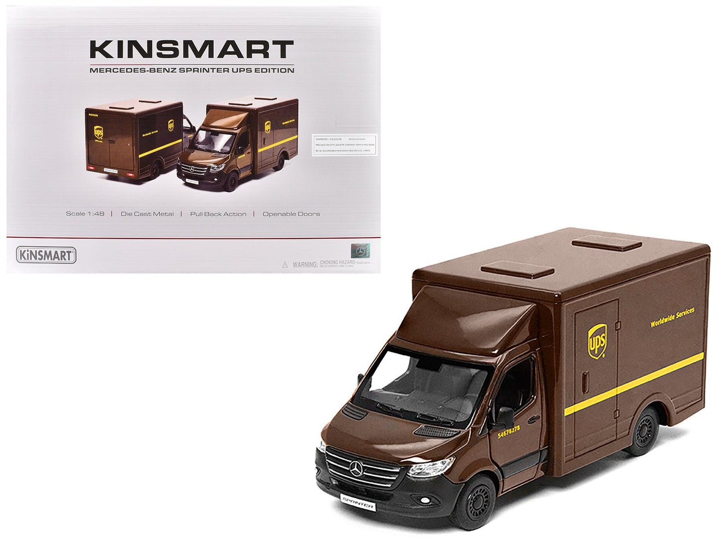 Mercedes-Benz Sprinter Van "UPS Worldwide Services" Brown 1/48 Diecast Model Car by Kinsmart  free shipping USA