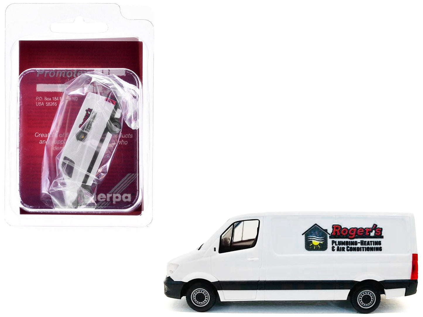 Mercedes-Benz Sprinter Van White "Roger's Plumbing-Heating & Air Conditioning" 1/87 (HO) Plastic Model Car by Promotex  free shipping USA