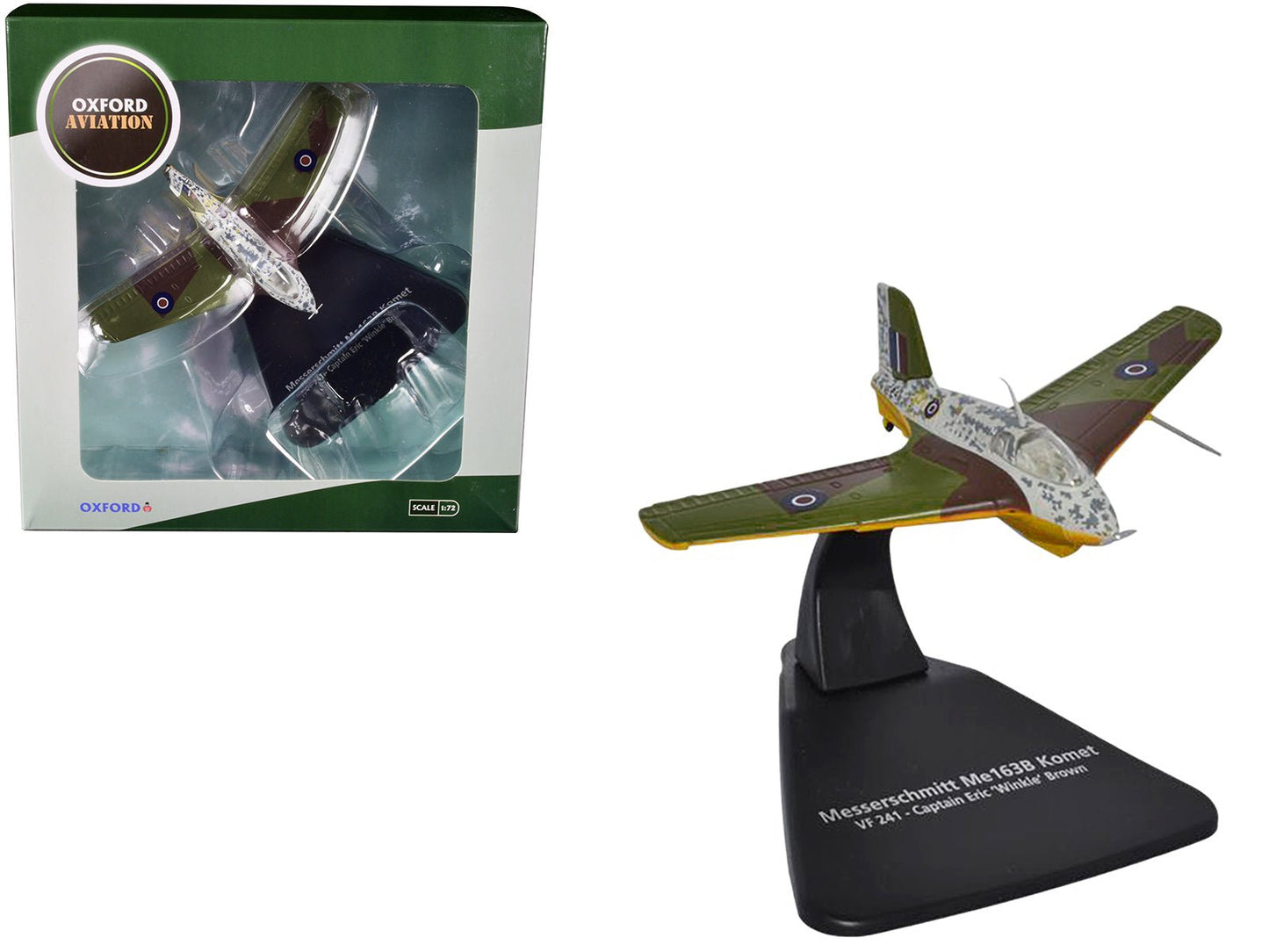 Messerschmitt Me 163B Komet Rocket Plane VF 241 Captain Eric 'Winkle' Brown "Oxford Aviation" Series 1/72 Diecast Model Airplane by Oxford Diecast  free shipping USA