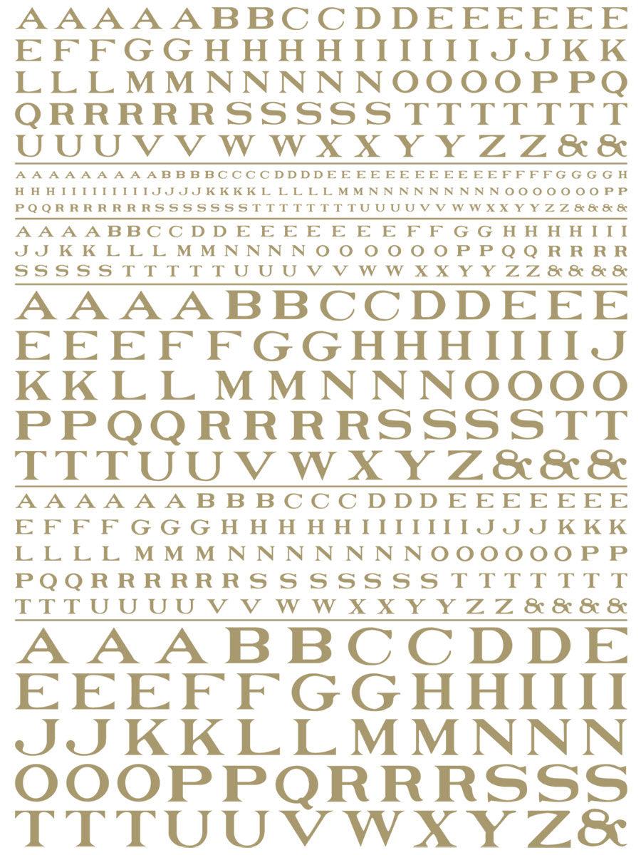Woodland Scenics MG703 Roman R.R. Letters Gold 1/16-5/16" Train Decal Sheet
