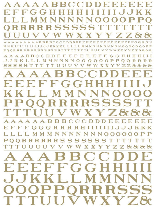 Woodland Scenics MG703 Roman R.R. Letters Gold 1/16-5/16" Train Decal Sheet