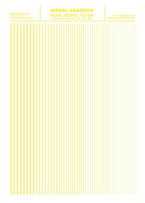 Woodland Scenics MG763 Stripes Yellow .010 - 3/64" Train Decal Sheet