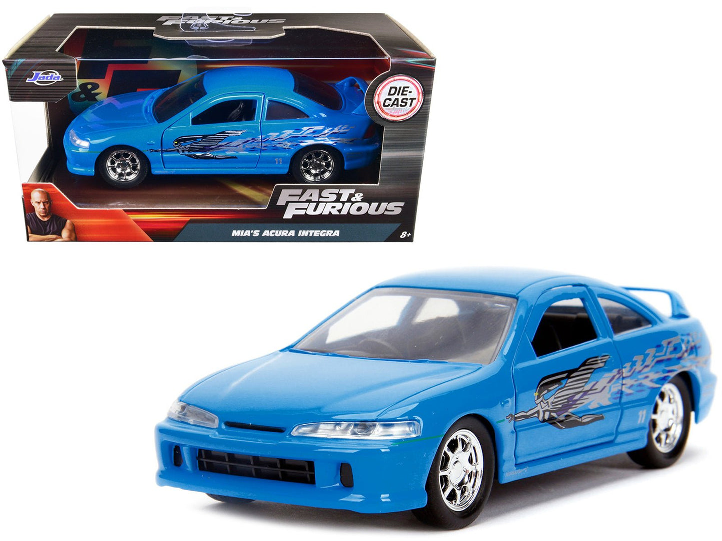 Mia's Acura Integra Light Blue with Graphics "Fast & Furious" Movie 1/32 Diecast Model Car by Jada  free shipping USA