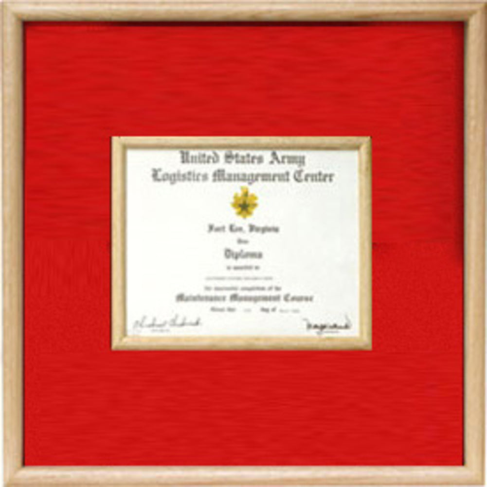 Air Force certificate in middle Display case.