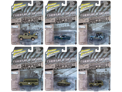 "Military" Set B of 6 pieces 2024 Release 2 Limited Edition Diecast Models by Johnny Lightning  free shipping USA