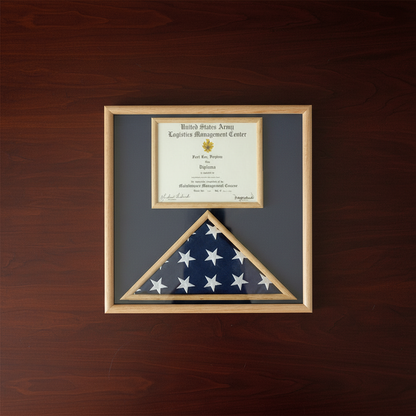 Air Force Flag and certificate Display case - Fit 3' x 5' flag.