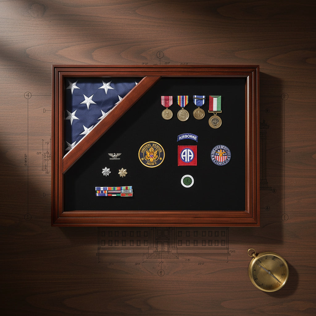 Flag Display Case American Flag Box Burial Flag Case. - Corner flag case
