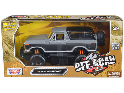 1978 Ford Bronco Custom Gray and Black "Off Road" Series 1/24 Diecast Model Car by Motormax  free shipping USA