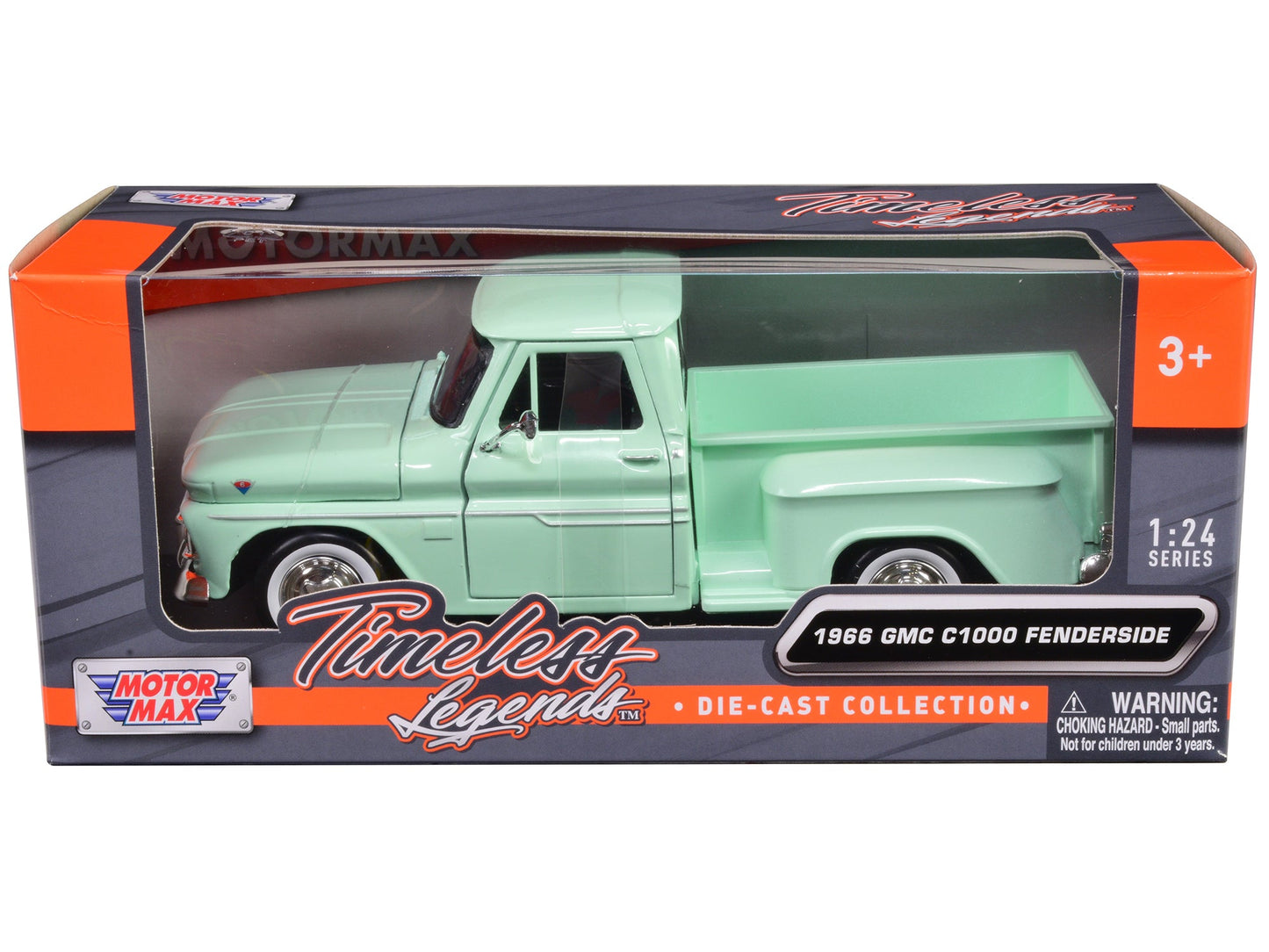 1966 GMC C1000 Fenderside Pickup Truck Light Green "Timeless Legends" Series 1/24 Diecast Model Car by Motormax  free shipping USA
