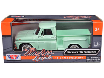 1966 GMC C1000 Fenderside Pickup Truck Light Green "Timeless Legends" Series 1/24 Diecast Model Car by Motormax  free shipping USA