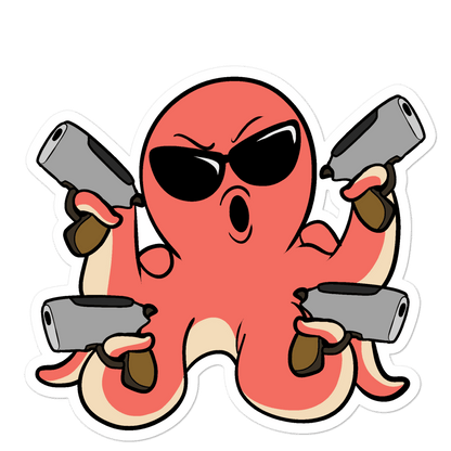 Second Amendment Octopus Cartoon - Bubble-free stickers by Proud Libertarian