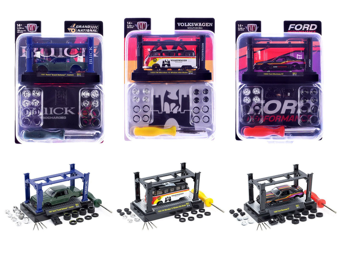 Model Kit 3 piece Car Set Release 81 Limited Edition to 9600 pieces Worldwide 1/64 Diecast Model Cars by M2 Machines  free shipping USA