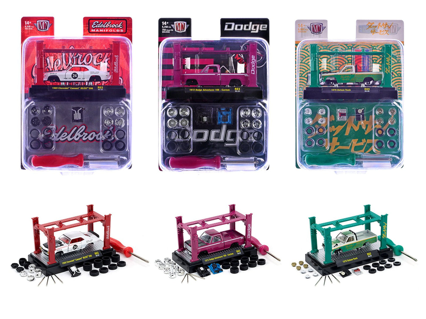 Model Kit 3 piece Car Set Release #83 Limited Edition to 6000 pieces Worldwide 1/64 Diecast Model Cars by M2 Machines  free shipping USA