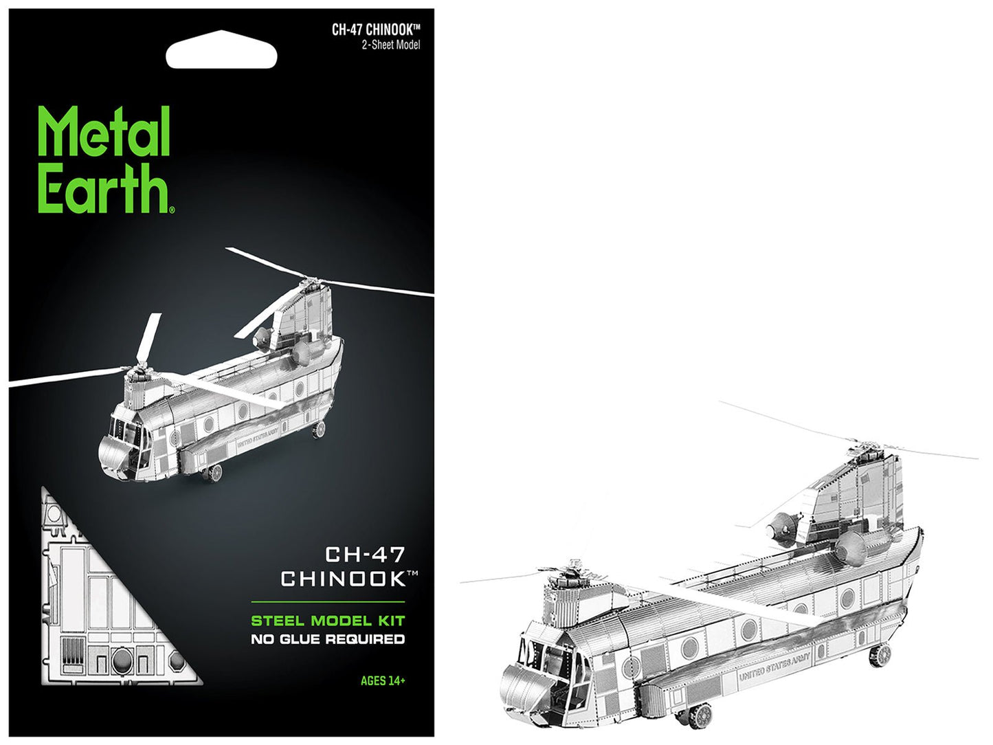 Model Kit Boeing CH-47 Chinook Transport Helicopter (Moderate Difficulty) Steel Model by Metal Earth  free shipping USA