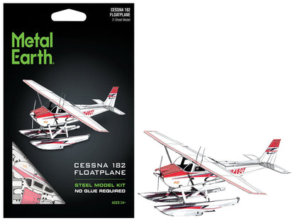 Model Kit Cessna 182 Floatplane White and Red (Moderate Difficulty) Steel Model by Metal Earth  free shipping USA