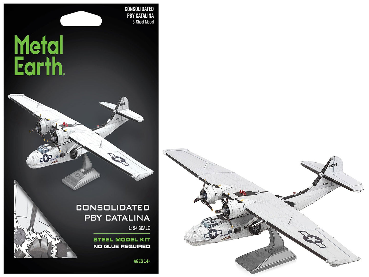 Model Kit Consolidated PBY Catalina Amphibious Aircraft "Miss Pick Up" United States Army Air Forces (Moderate Difficulty) Steel Model by Metal Earth  free shipping USA