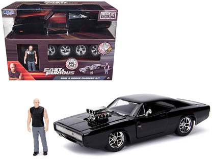 Model Kit Dodge Charger R/T Black and Dom Diecast Figure "Fast & Furious" Movie "Build N' Collect" Series 1/24 Diecast Model Car by Jada  free shipping USA