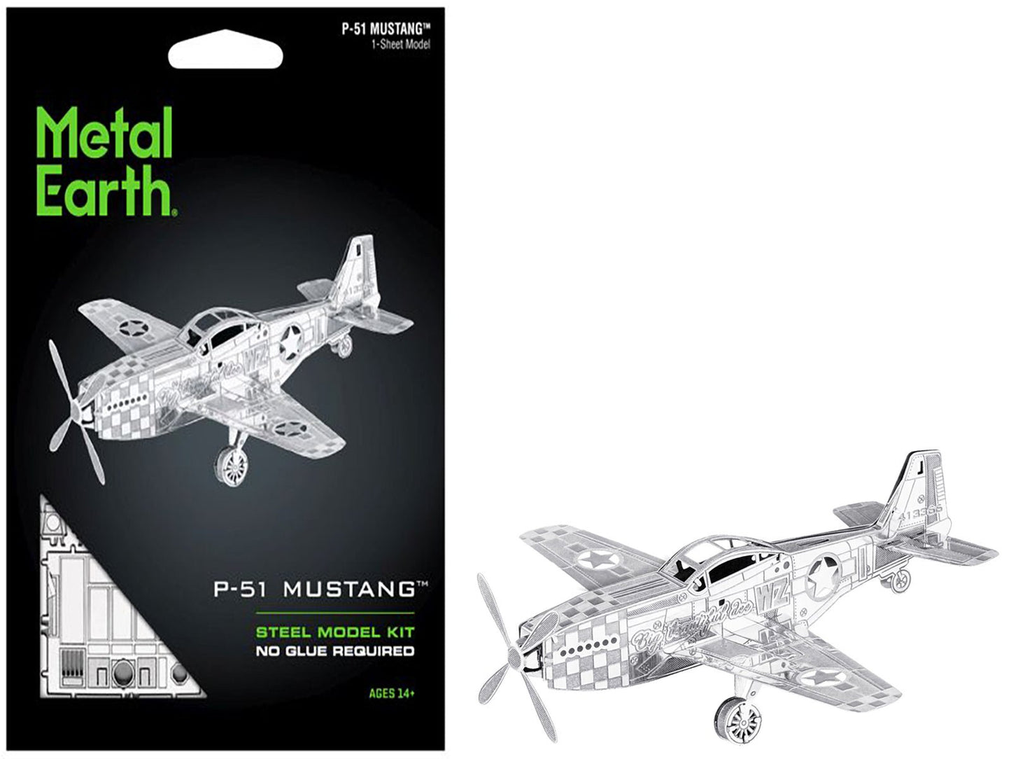 Model Kit North American P-51 Mustang Fighter Aircraft "Big Beautiful Doll" United States Army Air Forces (Easy Difficulty) Steel Model by Metal Earth  free shipping USA