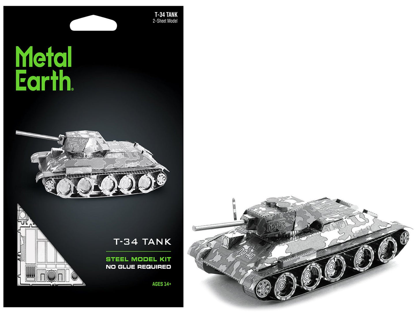 Model Kit Soviet T-34 Tank (Moderate Difficulty) Steel Model by Metal Earth  free shipping USA