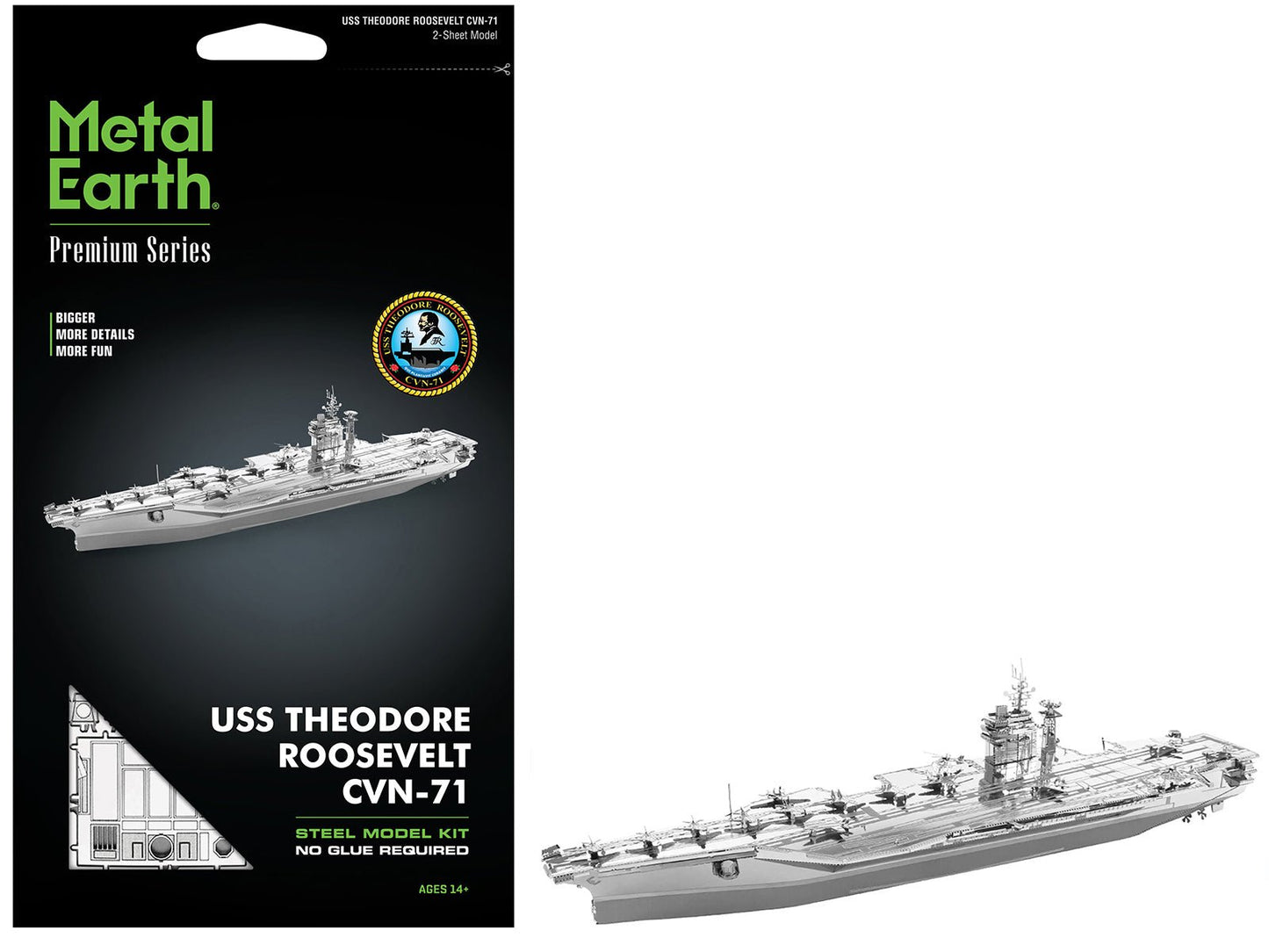 Model Kit USS Theodore Roosevelt CVN-71 Aircraft Carrier (Expert Difficulty) Steel Model by Metal Earth  free shipping USA