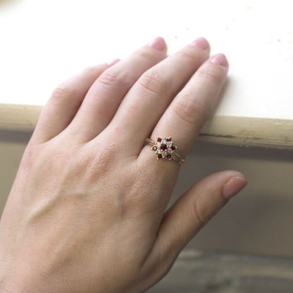 Vintage Rose and Amethyst Austrian Crystal Star Ring 18k Yellow Gold Electroplate Made in the USA by PVD Vintage Jewelry