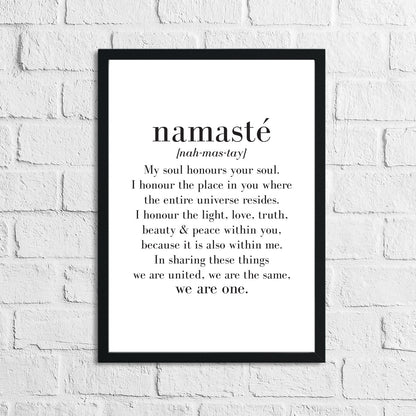 Namaste Definition Inspirational Wall Decor Quote Print by WinsterCreations™ Official Store