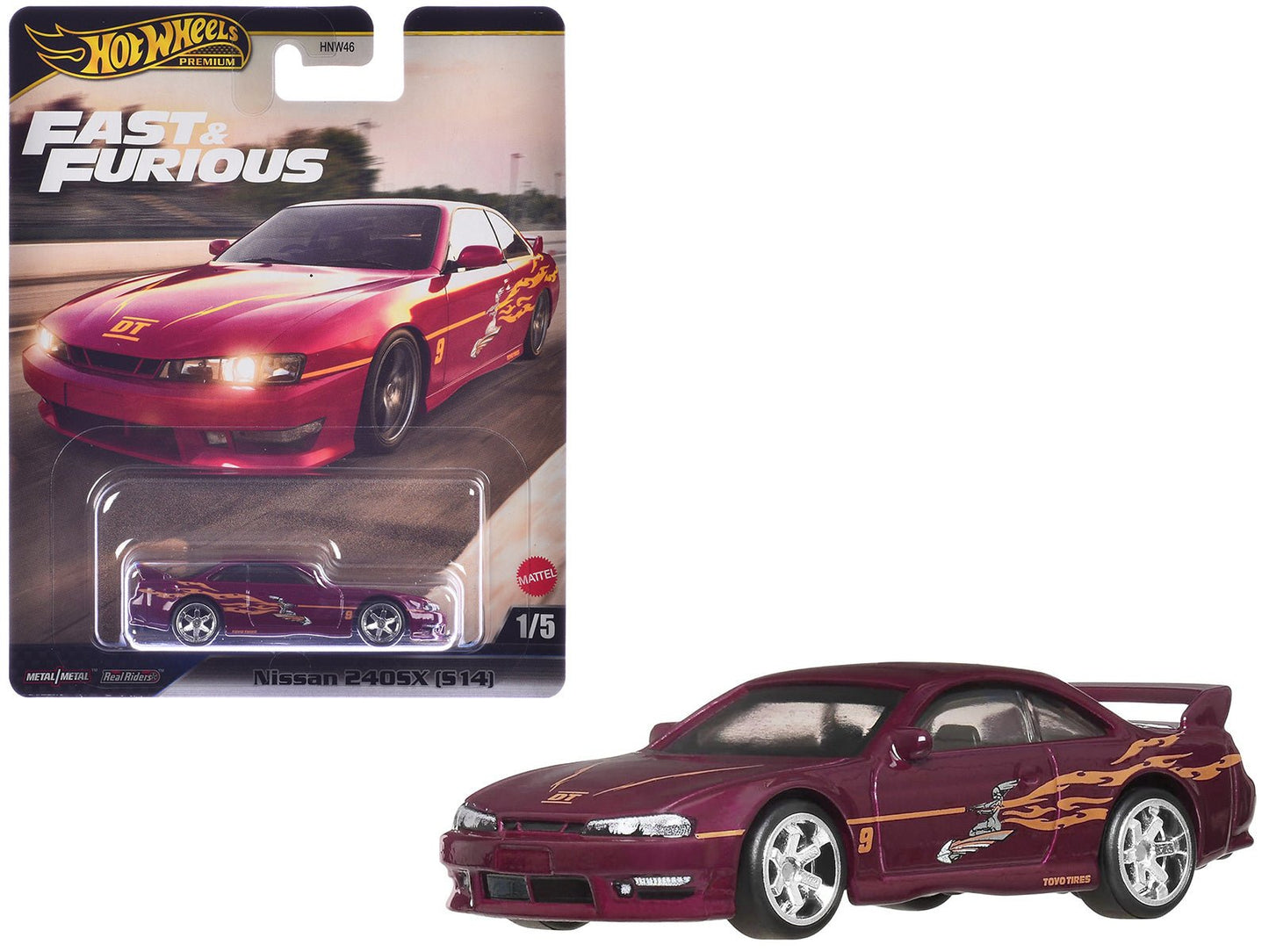 Nissan 240SX (S14) RHD (Right Hand Drive) Maroon with Graphics "The Fast and the Furious" (2001) Movie "Fast & Furious" Series Diecast Model Car by Hot Wheels  free shipping USA