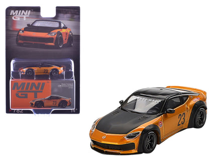Nissan Fairlady Z #23 "LB-NATION WORKS" LB Gold Metallic with Matt Black Hood and Black Top Limited Edition 1/64 Diecast Model Car by Mini GT  free shipping USA