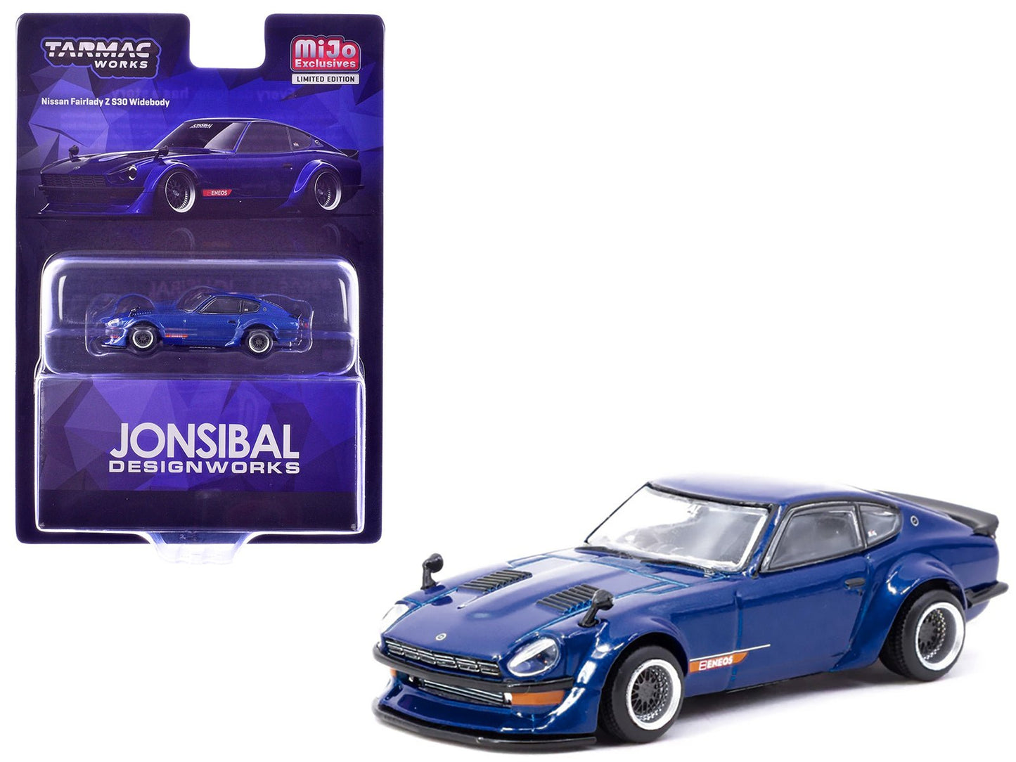 Nissan Fairlady Z S30 Widebody RHD (Right Hand Drive) "Designed by Jon Sibal" Blue Metallic "Global64" Series 1/64 Diecast Model Car by Tarmac Works  free shipping USA
