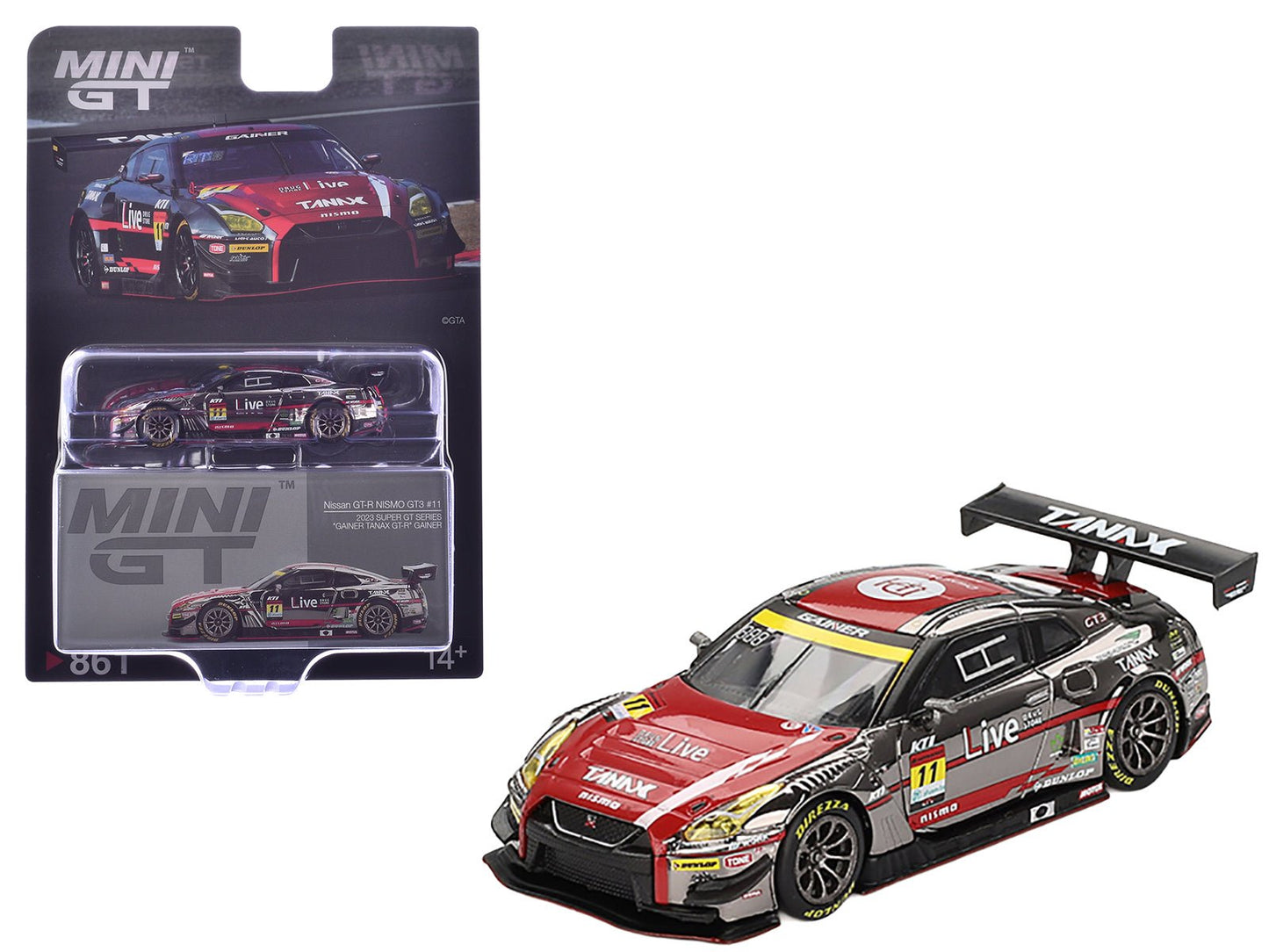 Nissan GT-R NISMO GT3 #11 Ryuichiro Tomita - Keishi Ishikawa - Yusuke Shiotsu "GAINER TANAX" "Super GT Series" (2023) Limited Edition 1/64 Diecast Model Car by Mini GT  free shipping USA