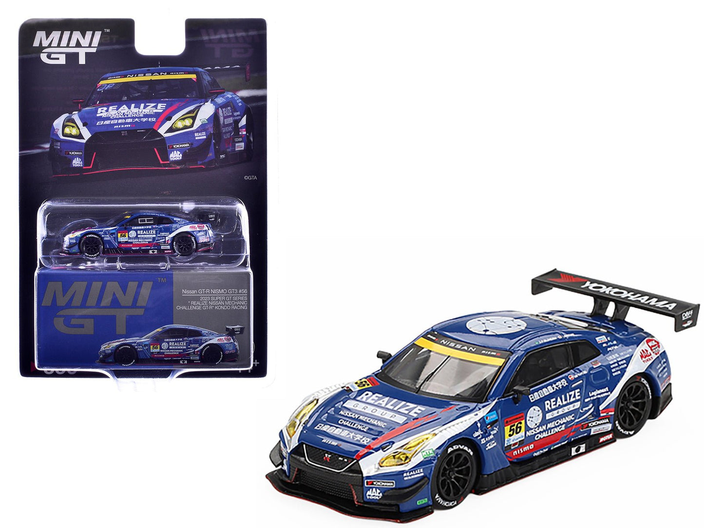 Nissan GT-R NISMO GT3 #56 Joao Paulo de Oliveira - Teppei Natori "REALIZE Nissan Mechanic Challenge GT-R" "Super GT Series" (2023) Limited Edition 1/64 Diecast Model Car by Mini GT  free shipping USA