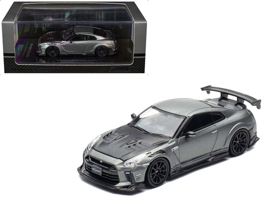 Nissan GT-R (R35) "Top Secret" RHD (Right Hand Drive) Gray Metallic with Carbon Hood "IAM Bangkok 2025 Event Edition" 1/64 Diecast Model Car by Inno Models  free shipping USA