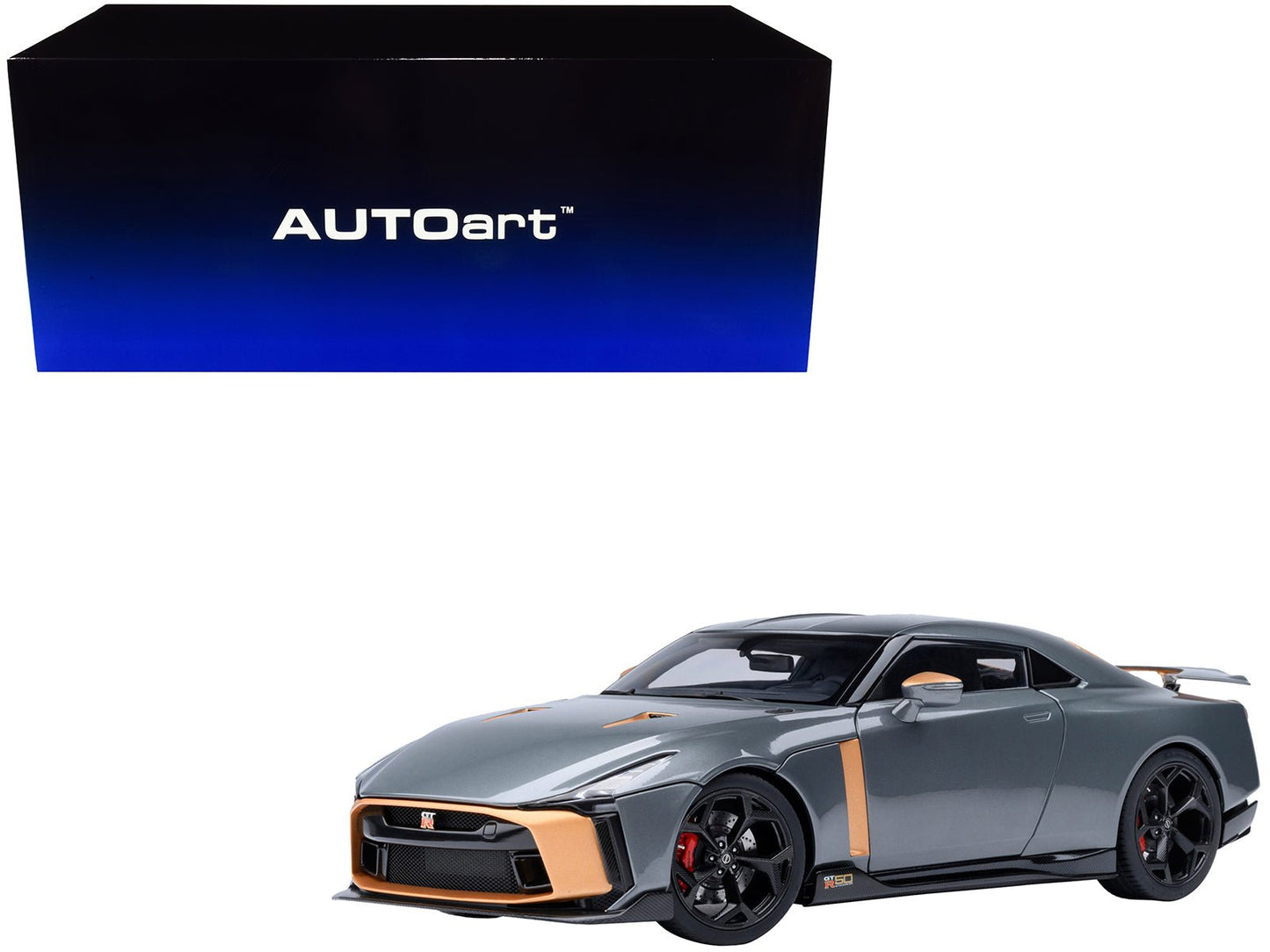 Nissan GT-R50 By ItalDesign "Goodwood Version" Liquid Kinetic Gray Metallic with Gold Accents 1/18 Model Car by Autoart  free shipping USA