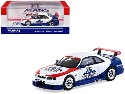 Nissan Nismo GT-R LM RHD (Right Hand Drive) "1995 Launch Version" White with Red and Blue Accents "Hobby64" Series 1/64 Diecast Model Car by Tarmac Works  free shipping USA