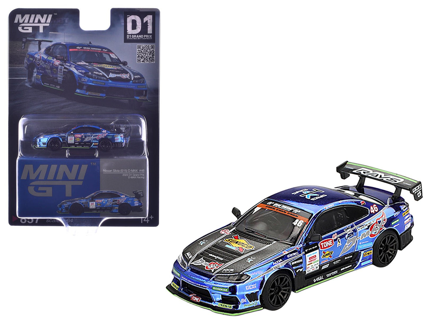 Nissan Silvia (S15) D-MAX RHD (Right Hand Drive) #46 Masao Suenaga "D-MAX Racing" "D1 Grand Prix" (2023) Limited Edition 1/64 Diecast Model Car by Mini GT  free shipping USA