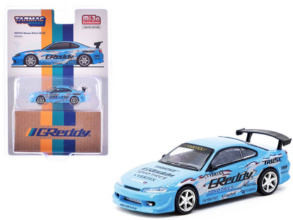 Nissan Silvia (S15) Vertex RHD (Right Hand Drive) "GReddy" Light Blue "Global64" Series 1/64 Diecast Model by Tarmac Works  free shipping USA