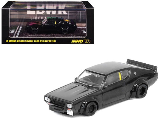 Nissan Skyline 2000 GT-R (KPGC110) RHD (Right Hand Drive) "LB-Works" Black 1/64 Diecast Model Car by Inno Models  free shipping USA