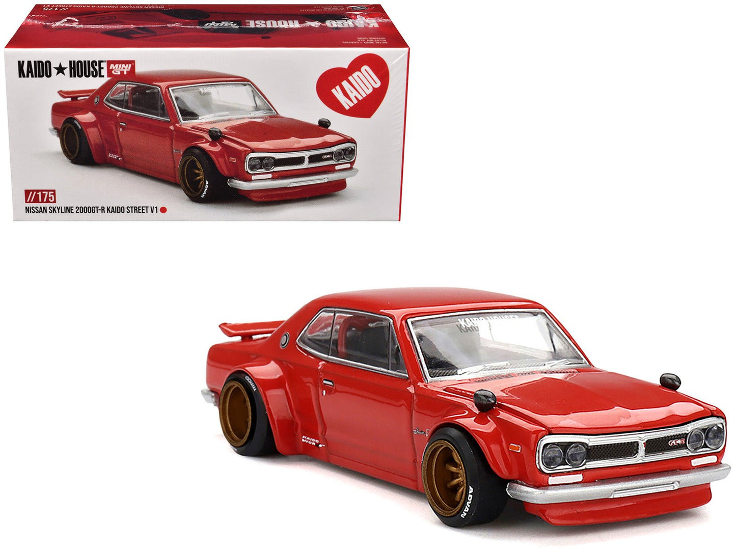 Nissan Skyline 2000GT-R (KPGC10) "Kaido Street V1" RHD (Right Hand Drive) Red (Designed by Jun Imai) "Kaido House" Special 1/64 Diecast Model Car by Mini GT  free shipping USA