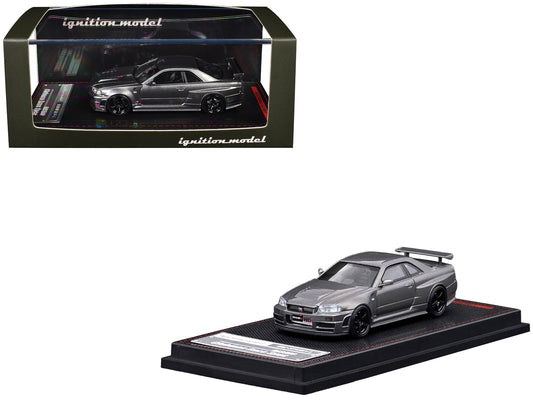 Nissan Skyline GT-R (BNR34) Nismo CRS RHD (Right Hand Drive) Gray Metallic 1/64 Diecast Model Car by Ignition Model  free shipping USA