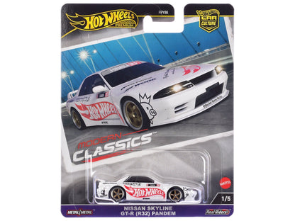 Nissan Skyline GT-R (R32) "Pandem" White with "Hot Wheels" Logo "Modern Classics" Series Diecast Model Car by Hot Wheels  free shipping USA