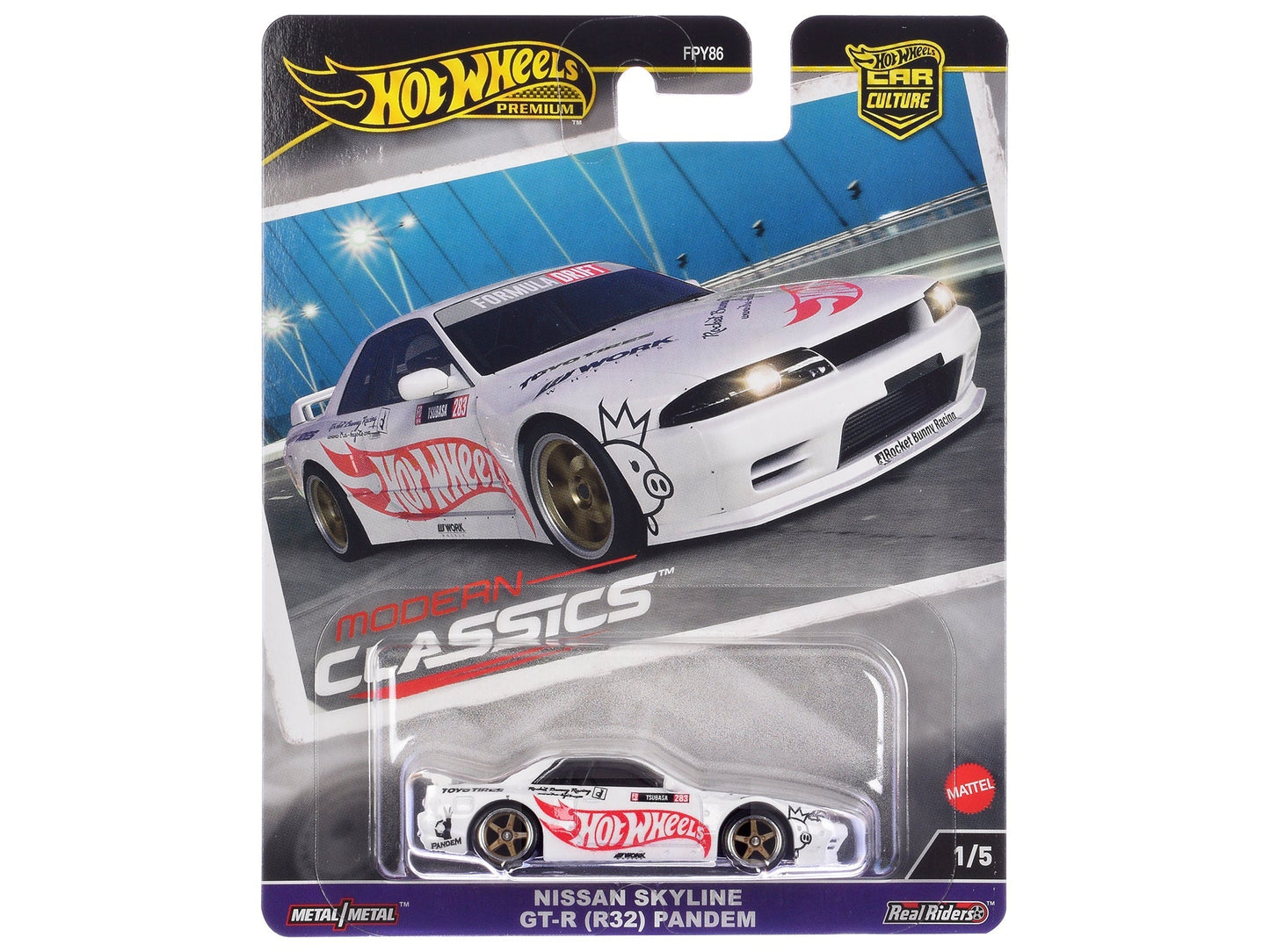 Nissan Skyline GT-R (R32) "Pandem" White with "Hot Wheels" Logo "Modern Classics" Series Diecast Model Car by Hot Wheels  free shipping USA