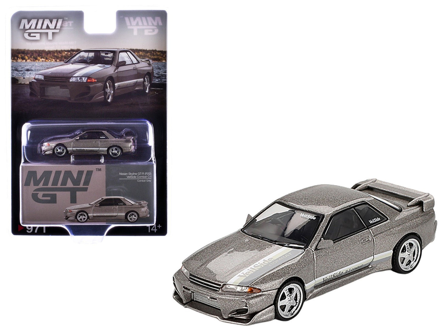 Nissan Skyline GT-R (R32) RHD (Right Hand Drive) "Veilside Combat C-I" Gray Metallic Limited Edition 1/64 Diecast Model Car by Mini GT  free shipping USA